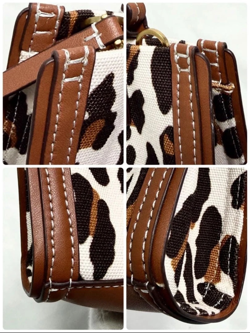 Tory Burch Brown and White Leopard-Print Canvas Satchel - Picture 9 of 15